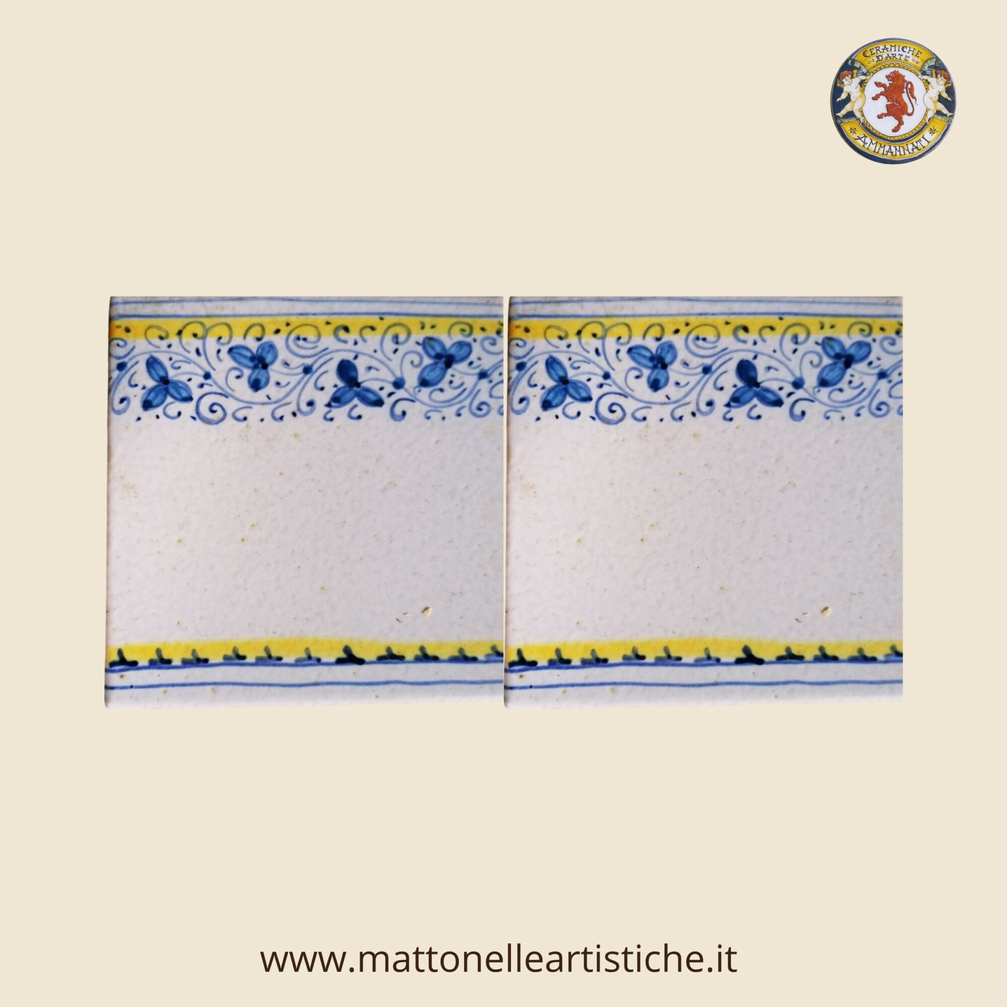 Mattonella quadrata cm 10 x 10 decoro trina blu