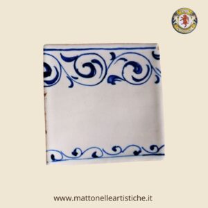 Mattonella quadrata cm 10 x 10 decoro trina blu