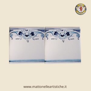 Mattonella quadrata cm 10 x 10 decoro trina blu
