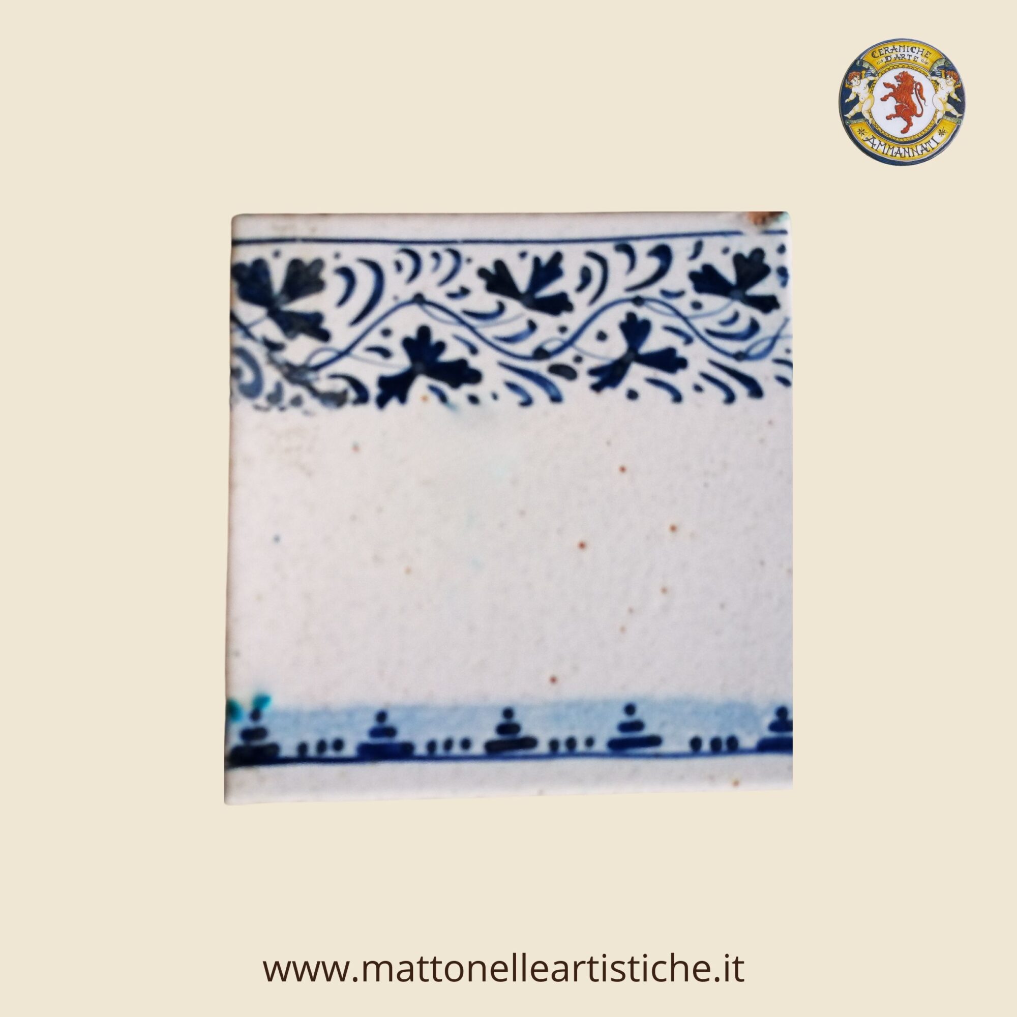 Mattonella quadrata cm 10 x 10 decoro trina blu