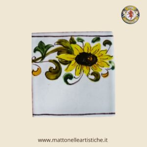 Mattonella quadrata cm 10 x 10 decoro girasole