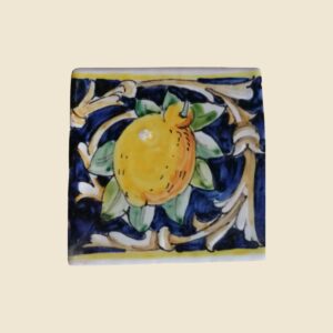 Mattonella quadrata cm 10 x 10 decoro limone