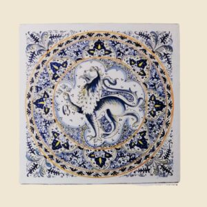 mattonella quadrata cm  40 x 40 decoro geometrico con Leone