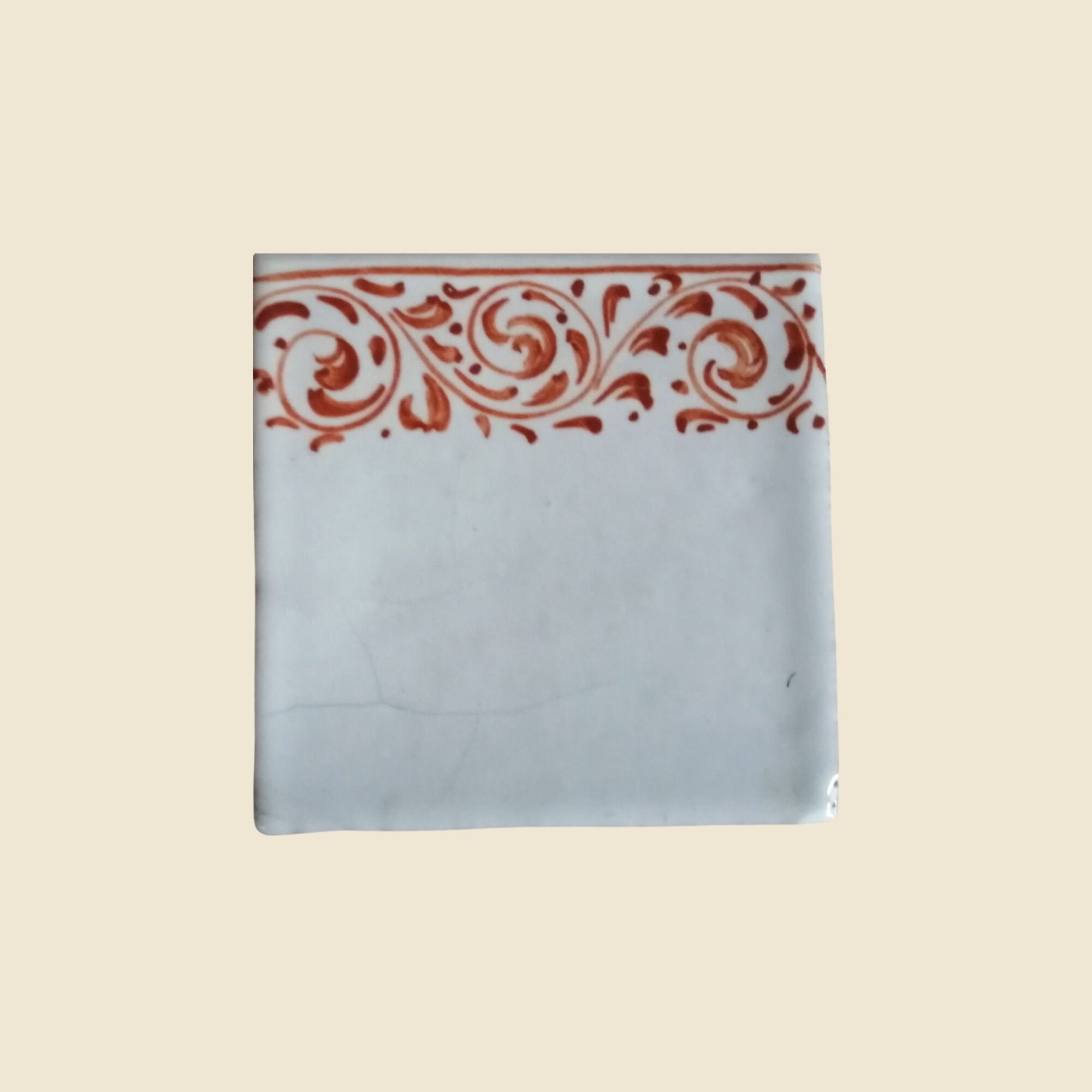 Mattonella quadrata cm 10 x 10 decoro geometrico bordeaux