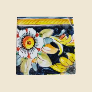 Mattonella quadrata cm  10 x 10 decoro Fiori fondo blu