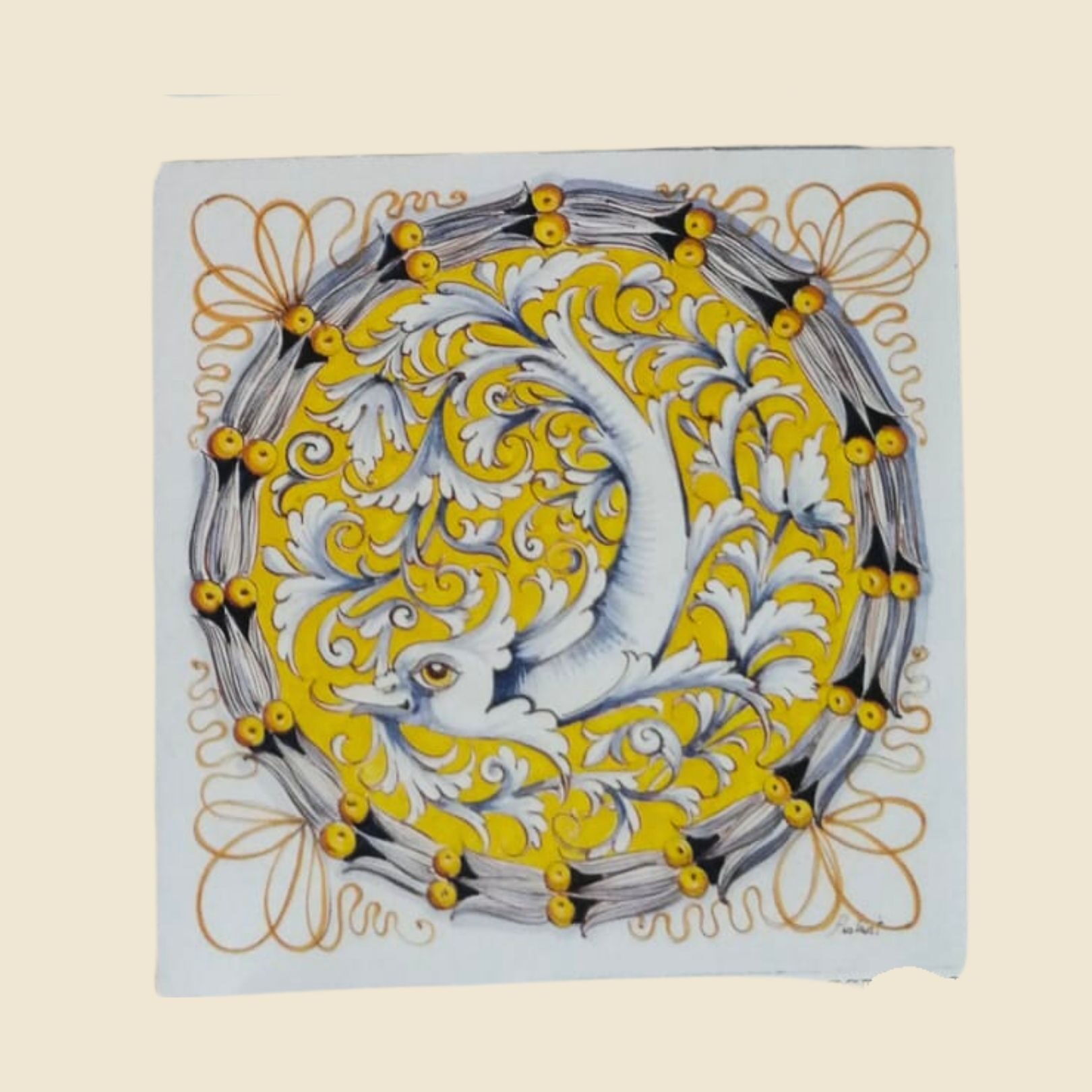 mattonella quadrata cm 40 x 40 decoro Delfino