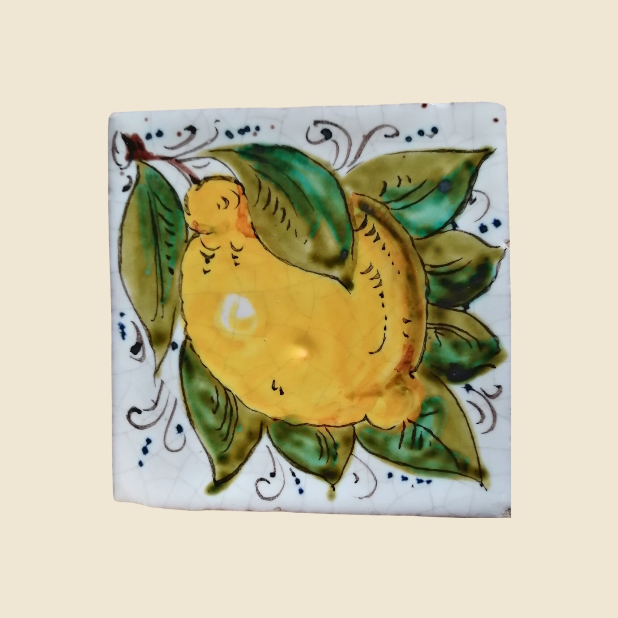 Mattonella quadrata cm 10 x 10 decoro limone