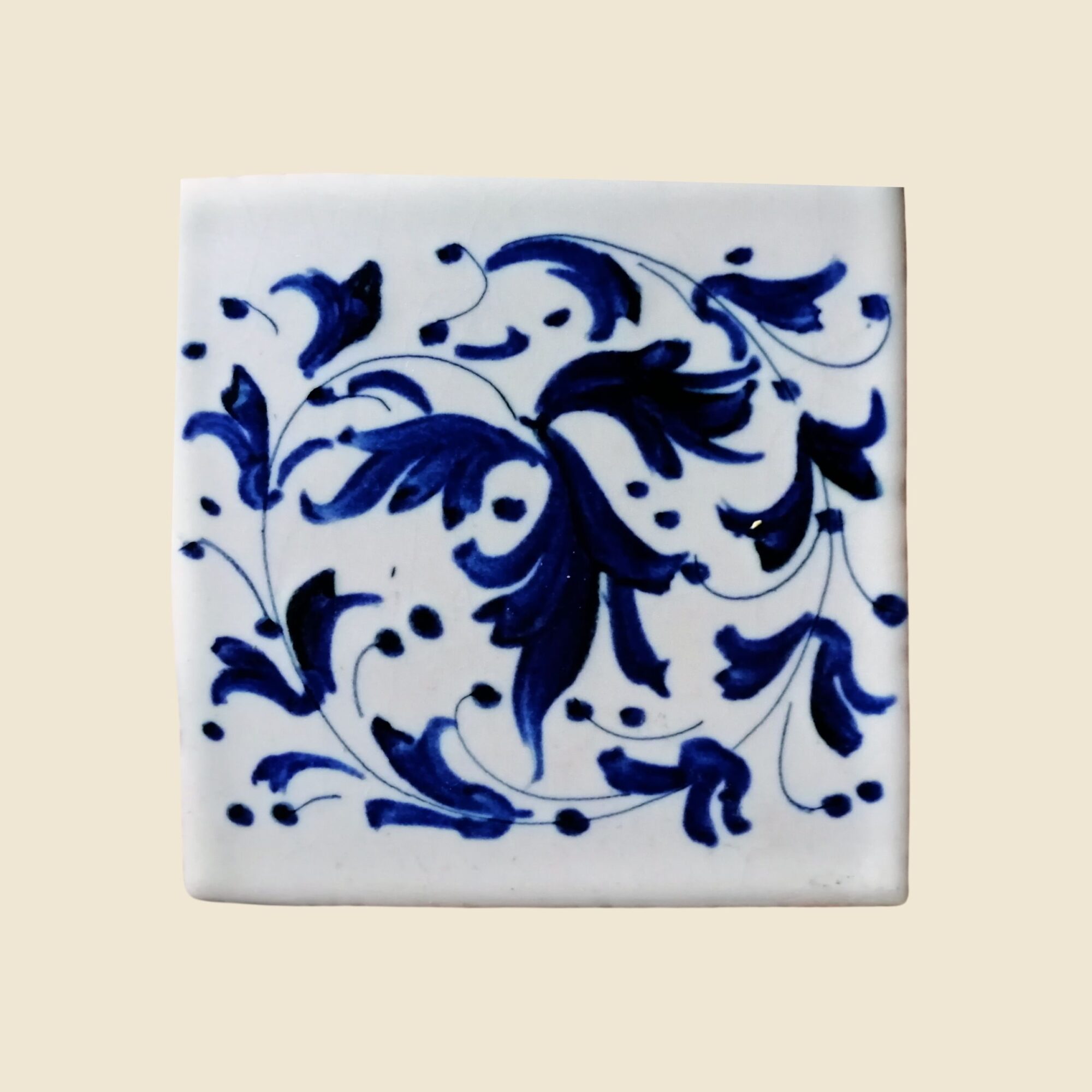 Mattonella quadrata cm 10 x 10 decoro geometrico blu