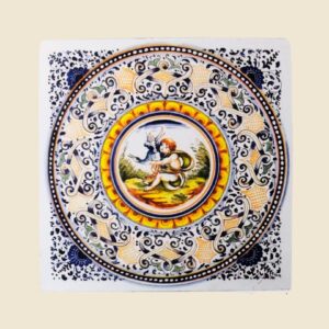 mattonella quadrata cm  40 x 40 decoro putto  con papero