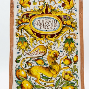 Trapezoidal roof tile cm 50 x 32 dec. Lion with mixed fruit